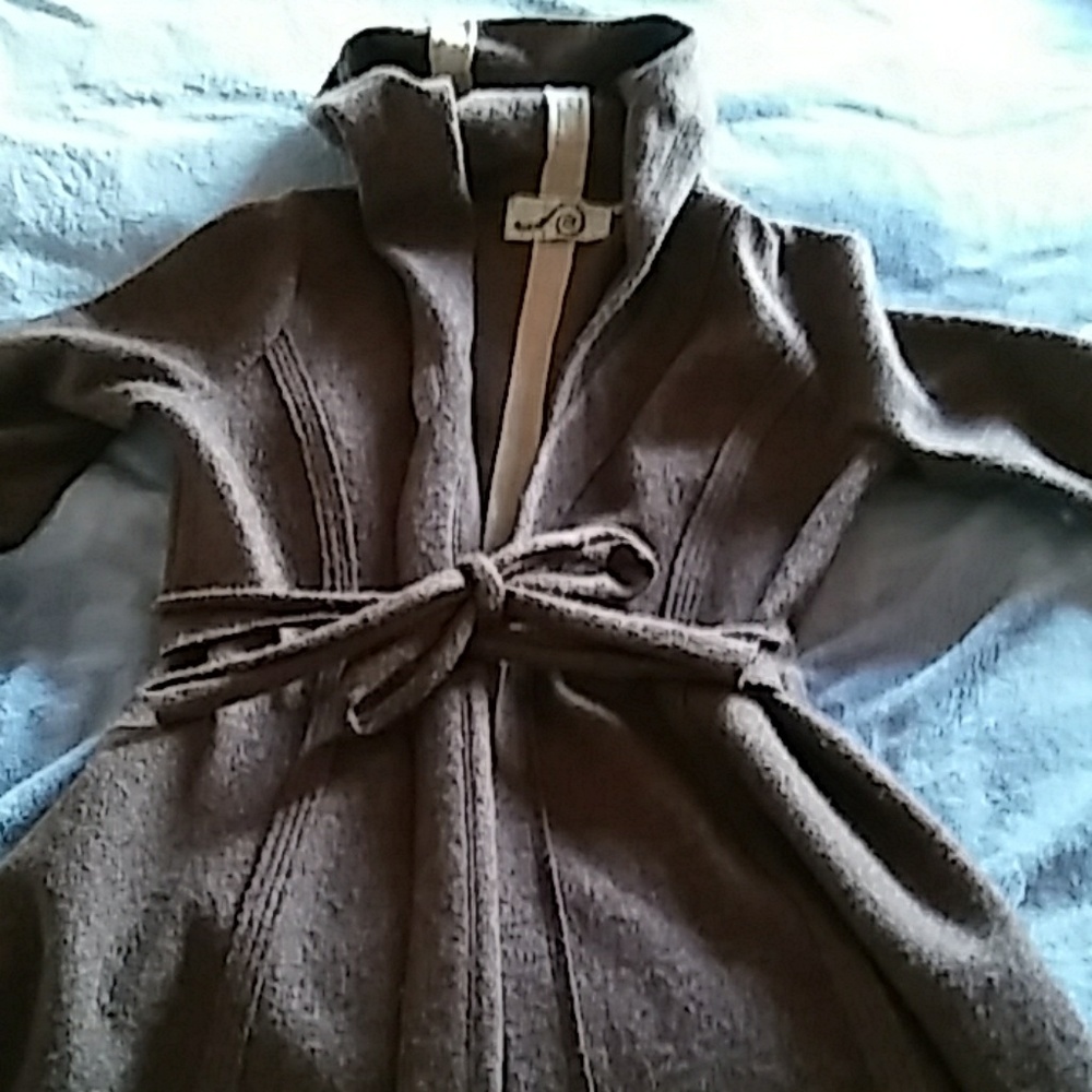 Brown, wool jacket with tie